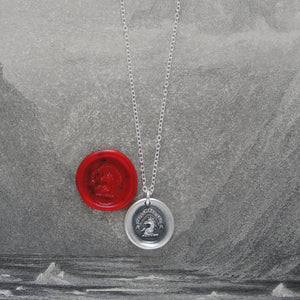 I Press Forward - Silver Wax Seal Necklace With Horse