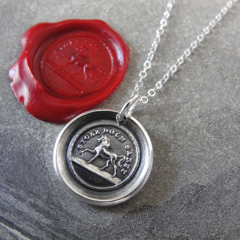 Horse Wax Seal Necklace - High Spirited Proud Yet Gentle - antique wax seal charm jewelry - RQP Studio