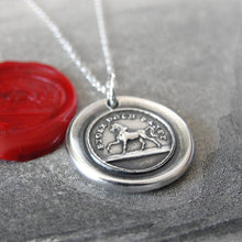 Load image into Gallery viewer, Horse Wax Seal Necklace - High Spirited Proud Yet Gentle - antique wax seal charm jewelry - RQP Studio
