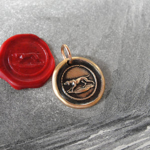 Hunting Dog Wax Seal Pendant - antique hound dog wax seal jewelry charm - RQP Studio