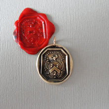 Load image into Gallery viewer, I Remain Unvanquished - Lion Wax Seal Pendant - Unbeaten - Antique Wax Seal Jewelry
