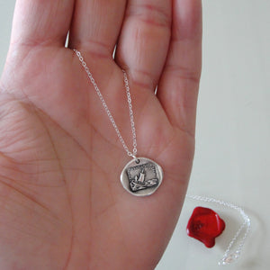 If I Lose You I Am Lost - Silver Wax Seal Necklace French Love Quite - RQP Studio