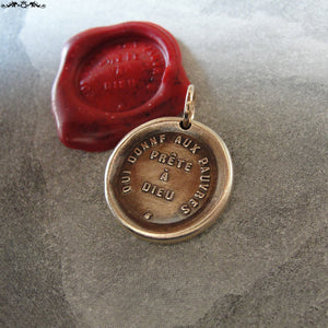 Charity Will Be Rewarded Wax Seal Charm - antique wax seal charm jewelry French motto quote proverb pendant - RQP Studio
