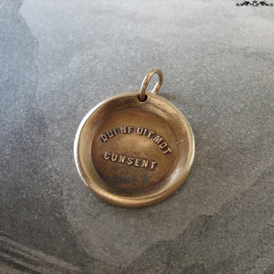 Silence Gives Consent Wax Seal Charm - antique wax seal charm jewelry - French motto quote proverb pendant - RQP Studio