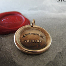 Load image into Gallery viewer, Silence Gives Consent Wax Seal Charm - antique wax seal charm jewelry - French motto quote proverb pendant - RQP Studio
