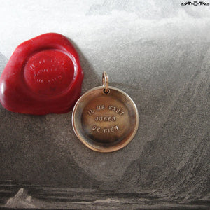 You Never Can Tell Wax Seal Charm - antique pendant jewelry French motto quote proverb pendant - RQP Studio