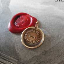 Load image into Gallery viewer, Lord&#39;s Prayer Wax Seal Charm - antique wax seal pendant jewelry - French bible quote Thy Will Be Done - RQP Studio

