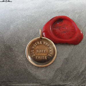 Lord's Prayer Wax Seal Charm - antique wax seal pendant jewelry - French bible quote Thy Will Be Done - RQP Studio