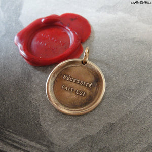 Necessity Knows No Law Wax Seal Charm - antique wax seal charm jewelry pendant - RQP Studio