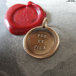 Talk Less Say More Wax Seal Charm - antique wax seal charm jewelry French Articulate Well Spoken proverb pendant - RQP Studio