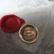 Load image into Gallery viewer, Where There&#39;s A Will There&#39;s A Way - Bronze Wax Seal Pendant - RQP Studio
