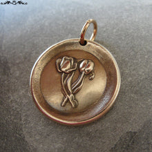 Load image into Gallery viewer, Tulip Wax Seal Charm - Viceroy tulip  antique wax seal jewelry in bronze - Language of Flowers - Fame - Stay Grounded - RQP Studio
