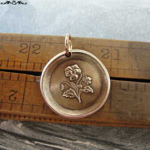 Pansy Wax Seal Charm - antique wax seal jewelry pendant - Language of Flowers - Heart's-Ease "In My Thoughts" - RQP Studio