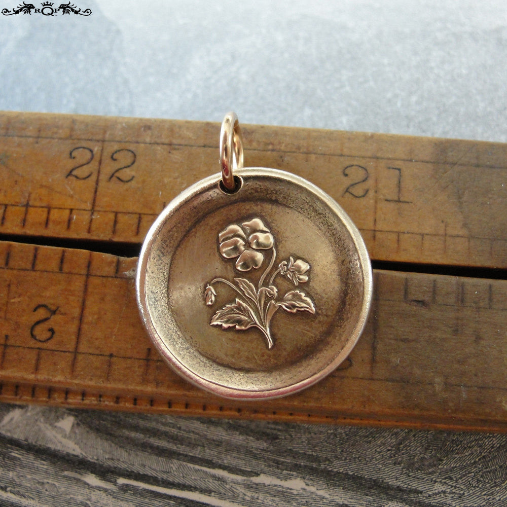 Pansy Wax Seal Charm - antique wax seal jewelry pendant - Language of Flowers - Heart's-Ease 