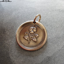Load image into Gallery viewer, Pansy Wax Seal Charm - antique wax seal jewelry pendant - Language of Flowers - Heart&#39;s-Ease &quot;In My Thoughts&quot; - RQP Studio
