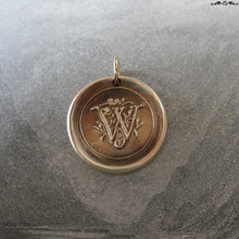 Load image into Gallery viewer, Wax Seal Charm Initial W - wax seal jewelry pendant alphabet charms Letter W - RQP Studio
