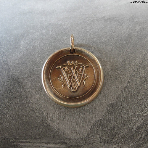 Wax Seal Charm Initial W - wax seal jewelry pendant alphabet charms Letter W - RQP Studio
