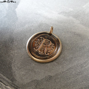 Wax Seal Charm Initial R - wax seal jewelry pendant alphabet charms Letter R - RQP Studio