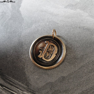 Wax Seal Charm Initial D - wax seal jewelry pendant alphabet charms Letter D - RQP Studio