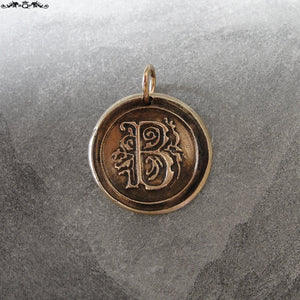 Wax Seal Charm Initial B - wax seal jewelry pendant alphabet charms Letter B - RQP Studio