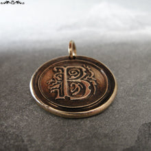Load image into Gallery viewer, Wax Seal Charm Initial B - wax seal jewelry pendant alphabet charms Letter B - RQP Studio
