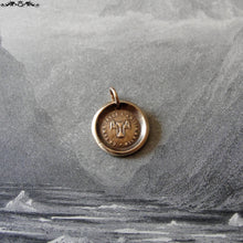 Load image into Gallery viewer, Friendship Wax Seal Charm - antique wax seal jewelry Good Friends French motto with Winged Hourglass - RQP Studio
