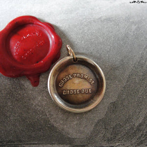 A Promise Is A Promise Wax Seal Charm - antique wax seal jewelry pendant French motto proverb - RQP Studio