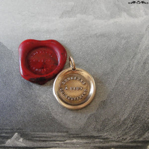 Think Of Those Who Suffer Wax Seal Charm - antique wax seal charm jewelry French motto quote proverb pendant - RQP Studio