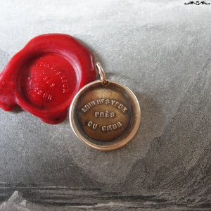 Absence Makes The Heart Grow Fonder Wax Seal Charm - antique wax seal charm jewelry French motto quote proverb pendant - RQP Studio
