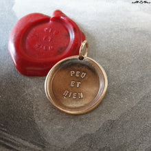 Load image into Gallery viewer, Talk Less Say More Wax Seal Charm - antique wax seal charm jewelry French Articulate Well Spoken proverb pendant - RQP Studio
