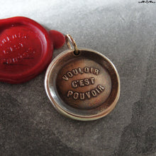 Load image into Gallery viewer, Where There&#39;s A Will There&#39;s A Way - Bronze Wax Seal Pendant - RQP Studio
