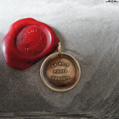 The Darkest Hour Is Just Before Dawn Wax Seal Charm - antique wax seal jewelry pendant French hope proverb by RQP Studio - RQP Studio