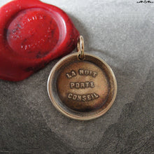 Load image into Gallery viewer, The Darkest Hour Is Just Before Dawn Wax Seal Charm - antique wax seal jewelry pendant French hope proverb by RQP Studio - RQP Studio
