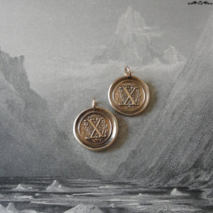 Wax Seal Charm Initial X - wax seal jewelry pendant alphabet charms Letter X - RQP Studio