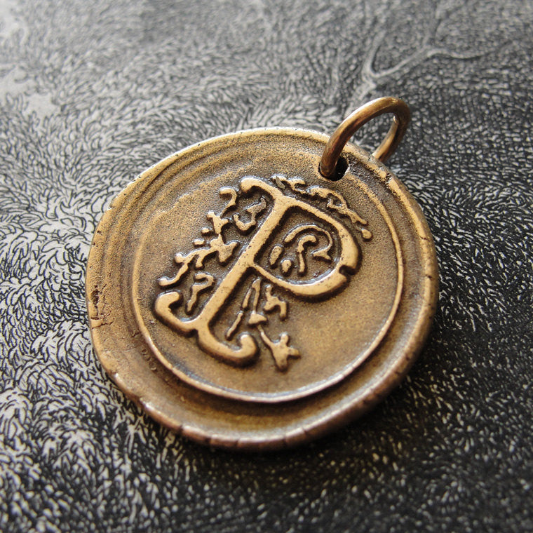 Wax Seal Charm Initial P - wax seal jewelry pendant alphabet charms Letter P - RQP Studio