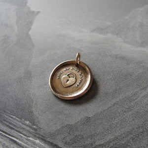 Wax Seal Charm Key To My Heart - antique French wax seal charm jewelry padlock -You Have The Key - RQP Studio