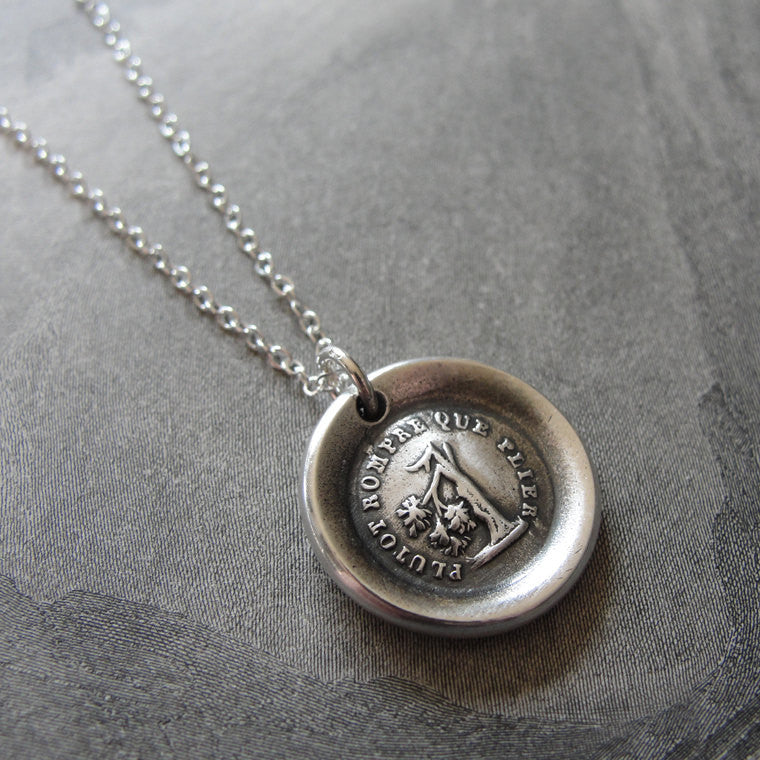 Wax Seal Necklace Rather Break Than Bend - antique wax seal charm jewelry Steadfast Tree - RQP Studio