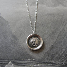 Load image into Gallery viewer, Wax Seal Necklace Rather Break Than Bend - antique wax seal charm jewelry Steadfast Tree - RQP Studio
