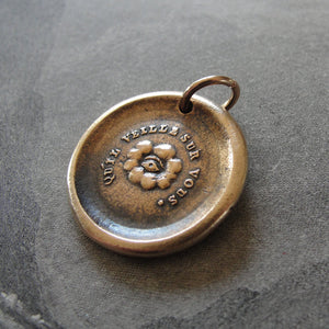 All Seeing Eye Wax Seal Charm - antique wax seal jewelry pendant Eye of Providence and French motto - RQP Studio
