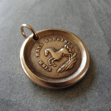 Load image into Gallery viewer, Horse Wax Seal Charm High Spirited - antique wax seal jewelry pendant Equestrian Horse Rearing - RQP Studio
