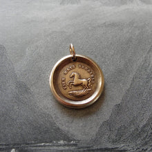 Load image into Gallery viewer, Horse Wax Seal Charm High Spirited - antique wax seal jewelry pendant Equestrian Horse Rearing - RQP Studio
