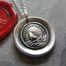 Load image into Gallery viewer, Such Is Life Wax Seal Necklace - antique wax seal charm jewelry Sail Boat French motto - RQP Studio
