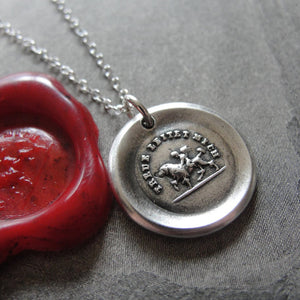 Wax Seal Necklace Fidelity Guides Me - antique wax seal charm jewelry Cupid and Dog German motto - RQP Studio