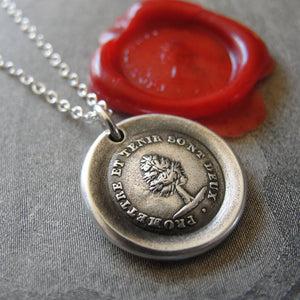 Keep Promise Wax Seal Necklace Antique Tree wax seal charm jewelry French motto - RQP Studio