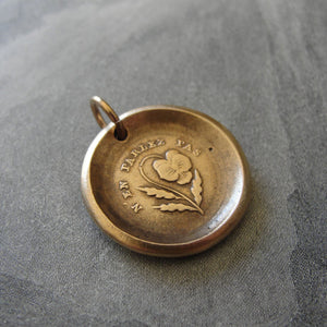 Pansy Wax Seal Charm - Do Not Tell - antique French wax seal charm jewelry in bronze - RQP Studio