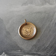 Load image into Gallery viewer, Pansy Wax Seal Charm - Do Not Tell - antique French wax seal charm jewelry in bronze - RQP Studio
