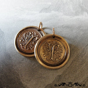 Wax Seal Charm Initial T - wax seal jewelry pendant alphabet charms Letter T - RQP Studio