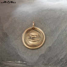 Load image into Gallery viewer, Horse Wax Seal Charm - antique wax seal jewelry in bronze Equestrian galloping pony - RQP Studio
