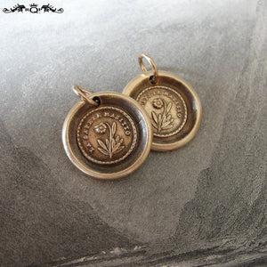 Flower Wax Seal Charm - Lips Are Sealed - antique wax seal jewelry forget me not pendant in bronze - RQP Studio