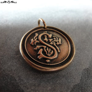 Wax Seal Charm Initial S - wax seal jewelry alphabet charms Letter S - RQP Studio